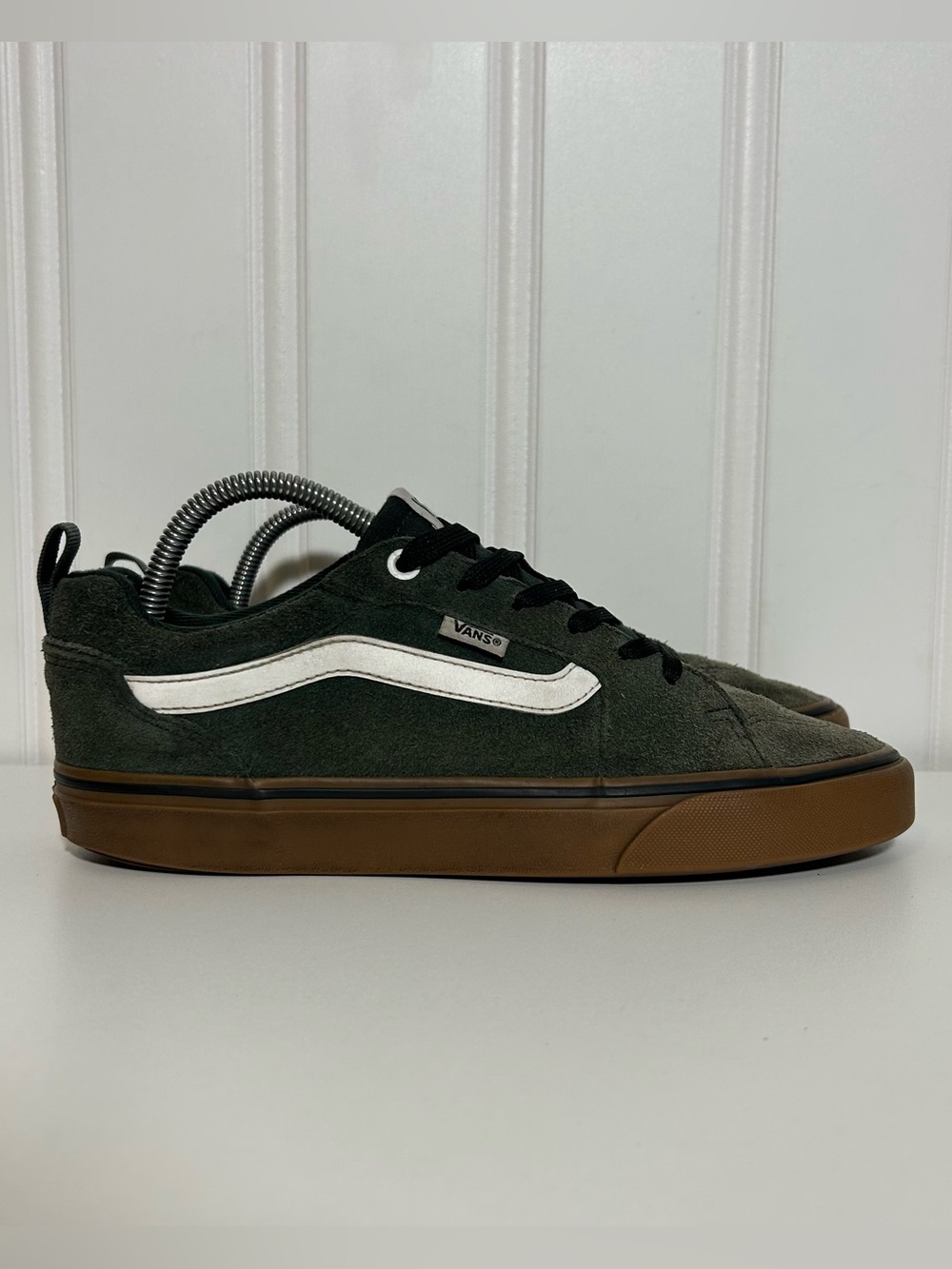 Vans Filmore Low Top Sneakers — Dark Green Suede with Gum Sole white black